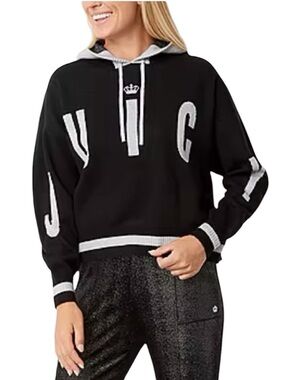 JUICY by JUICY COUTURE Knit Pullover Hoodie Black & Grey Size L
